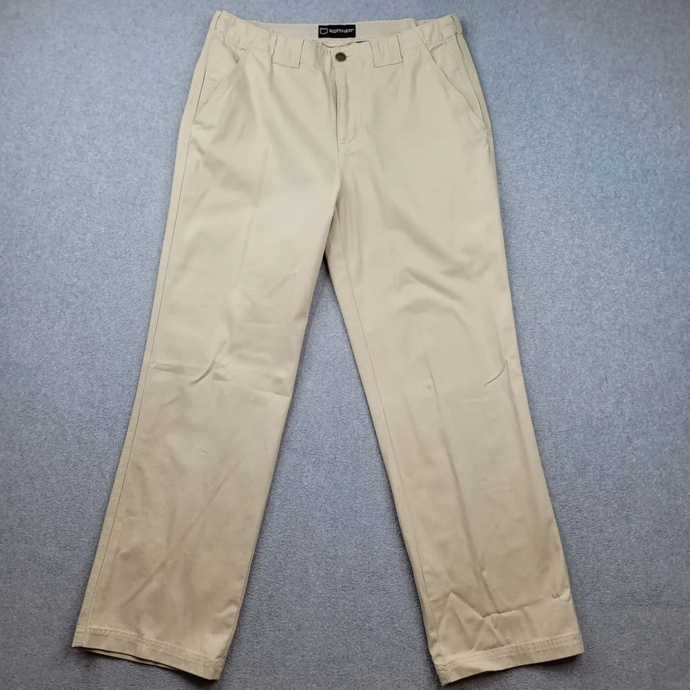 SCOTTeVEST Hidden Cargo Pants 2.0 Mens 34x30 Tan Cotton Straight Leg 8 Pockets